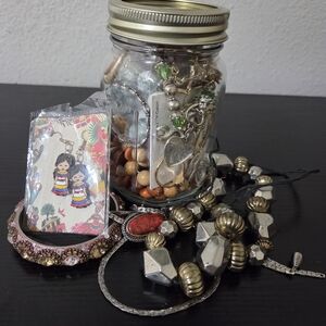 Mystery Jewelry Jar 16oz Wearable Lot Necklaces Bracelets Earrings Rings Pendant